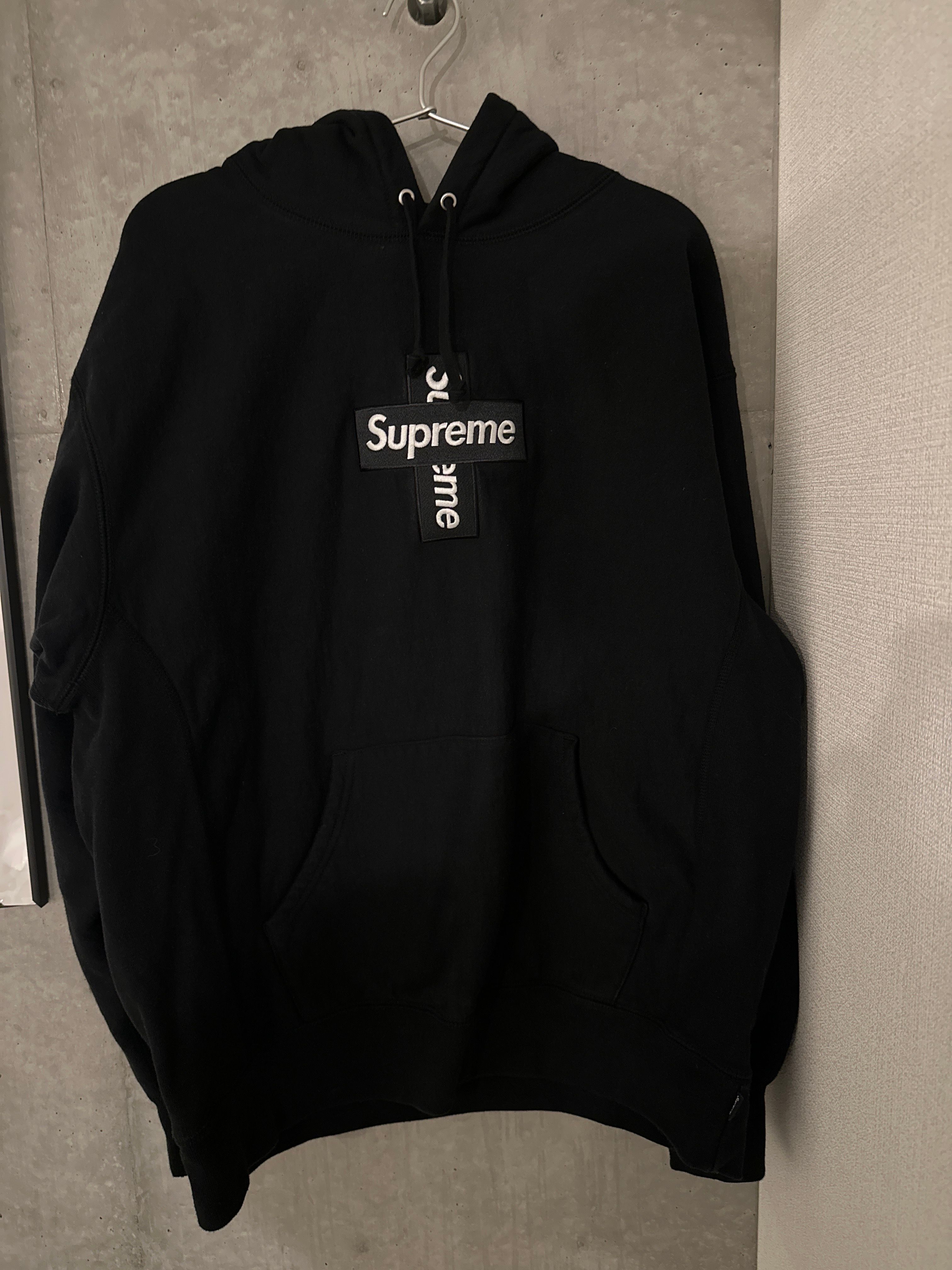 Supreme Cross Box Logo Hooded Sweatshirt "Black"