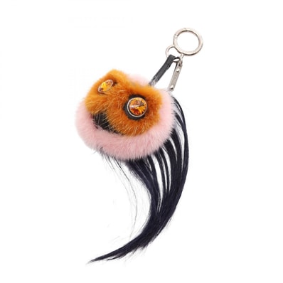 フェンディ FENDI バッグバグズ モンスター チャーム アクセサリー レザー ファー レディース ブラウン系 / ピンク系 / ネイビー系 【中古】