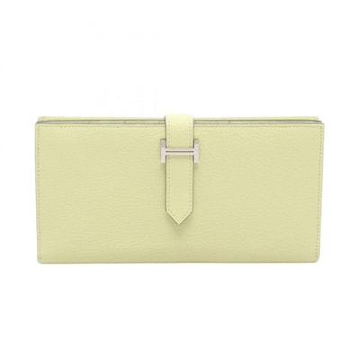エルメス HERMES ベアンスフレ 二つ折り長財布 財布 レザー シェーブル シェーブル ジョーヌブルジョン Z刻印(2021年製造) レディース イエロー系 【中古】