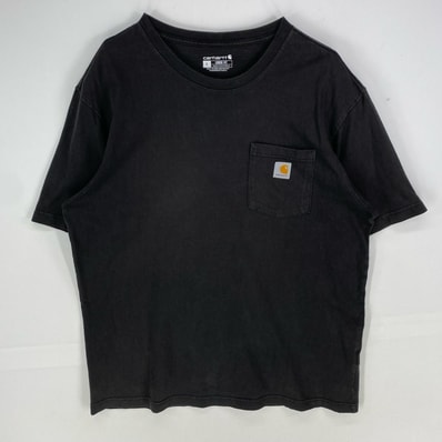 古着 カーハート Carhartt 半袖Tシャツ ワンポイント クルーネック ショートスリーブ ロゴ L ブラック系 メンズ