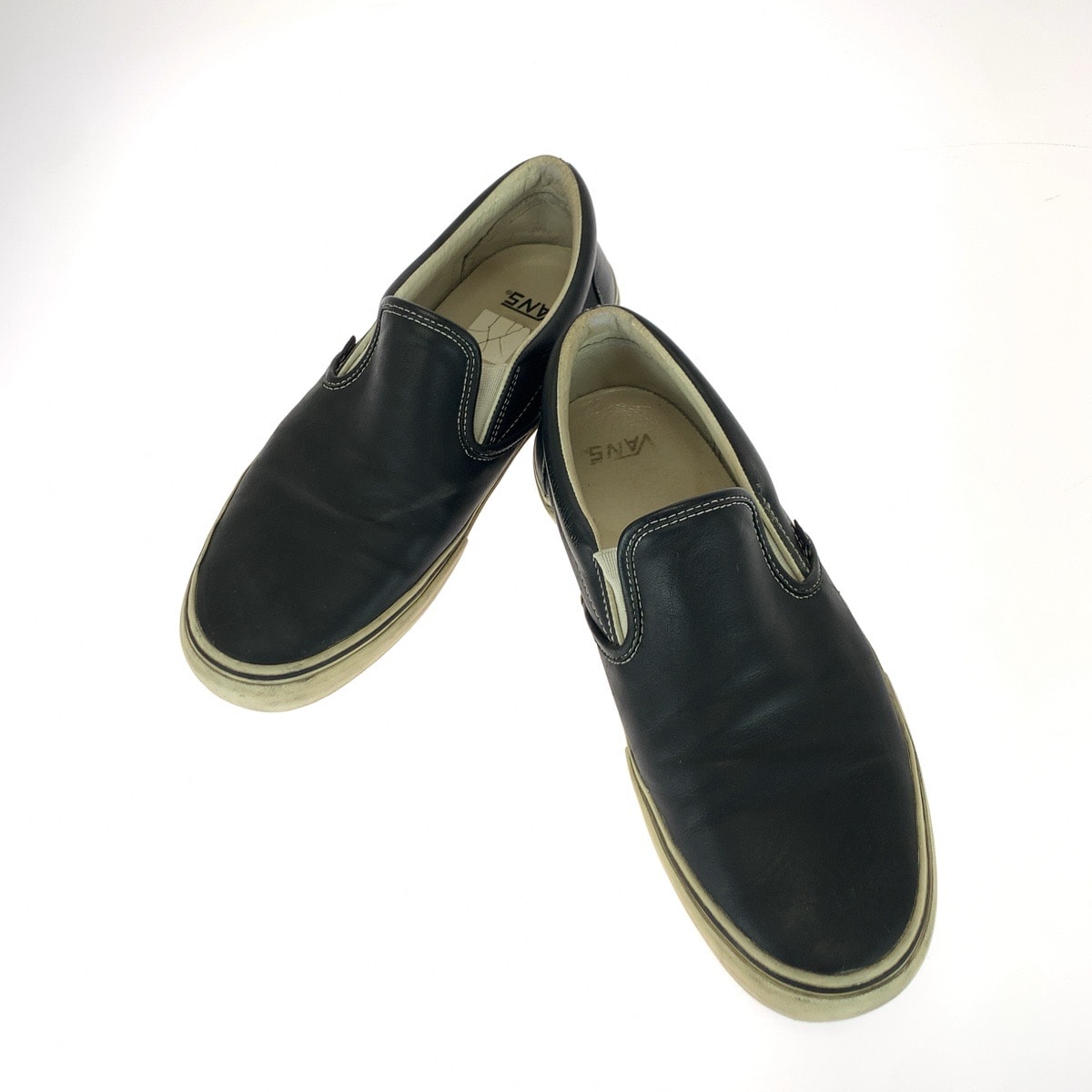VANS バンズ ボルトライン スリッポン サイズ11 ブラック ホワイト レザー ラバー/ その他靴 スリッポンシューズ 604359 【中古】