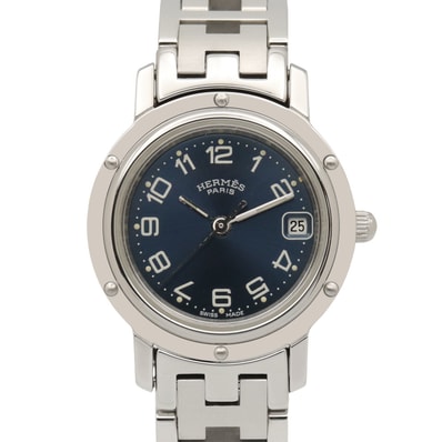 エルメス HERMES クリッパー 腕時計 時計 ステンレススチール レディース ブルー系 CL4.210 【中古】