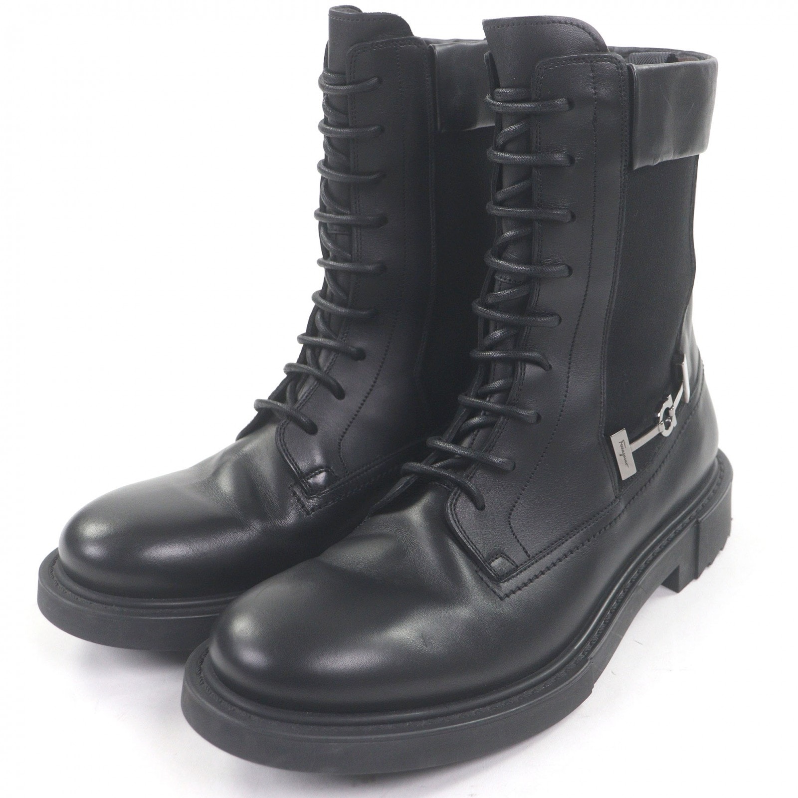 美品 サルヴァトーレフェラガモ アンクルブーツ ブラック メンズ 8.5