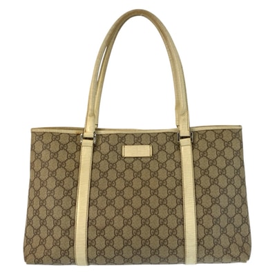 GUCCI グッチ ベージュ アイボリー シルバー金具 GGスプリームキャンバス レザー/ トートバッグ ハンドバッグ 602861 【中古】