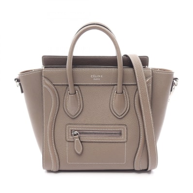 セリーヌ CELINE ラゲージ ナノショッパー 2WAY ハンドバッグ バッグ レザー レディース グレー系 189243 【中古】