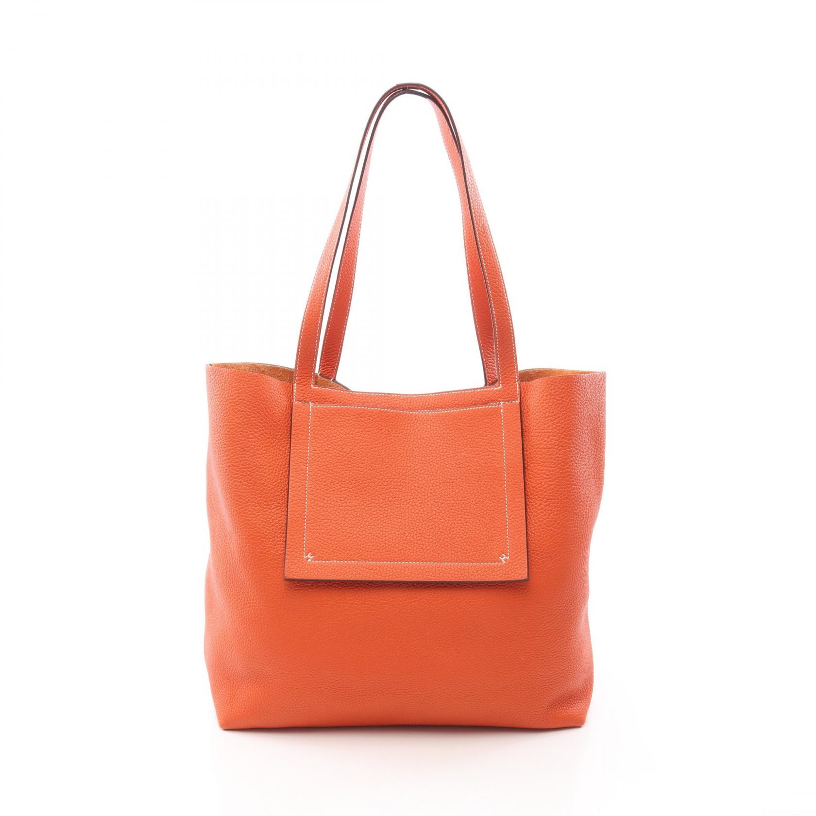 エルメス HERMES カバセリエ46 トートバッグ バッグ レザー トリヨンクレマンス トリヨンクレマンス オレンジポピー Z刻印(2021年製造) レディース オレンジ系 【中古】