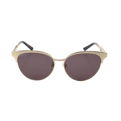グッチ GUCCI インターロッキングG サングラス 衣料品 GP / プラスチック レディース ゴールド系 / ブラック系 GG0074SK 【中古】