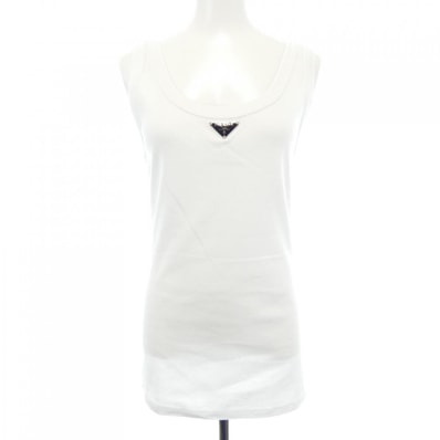 プラダ PRADA トライアングルロゴ リブニット ジャージー タンクトップ 39546X S222 10Z0 タンクトップ