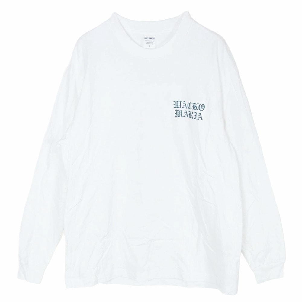WACKO MARIA ワコマリア 26SS WASHED HEAVY WEIGHT CREW NECK LONG SLEEVE T-SHIRT TYPE-2 マリア バックプリント 長袖 Tシャツ ホワイト系 S【中古】