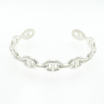 Hermes Chaine D'ancre Enchainee Bracelet Bangle "Silver"