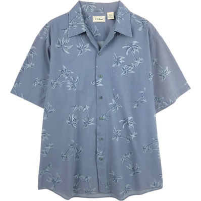 古着 ~90年代 エルエルビーン L.L.Bean 総柄 ヤシの木柄 オープンカラー ハワイアンアロハシャツ メンズM相当 ヴィンテージ/eaa665245