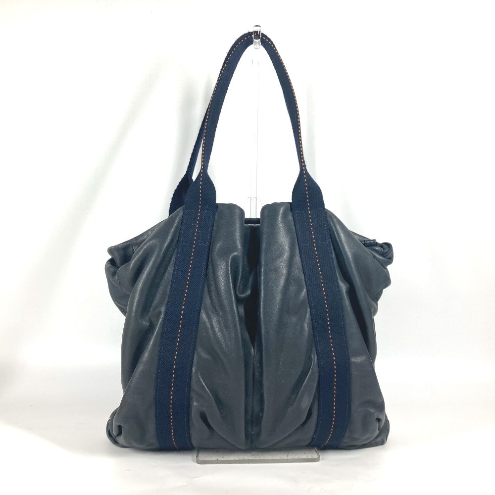 エルメス HERMES キャラバン ヴェルティカルMM ショルダーバッグ 2WAYバッグ 斜め掛け トートバッグ レザー ネイビー