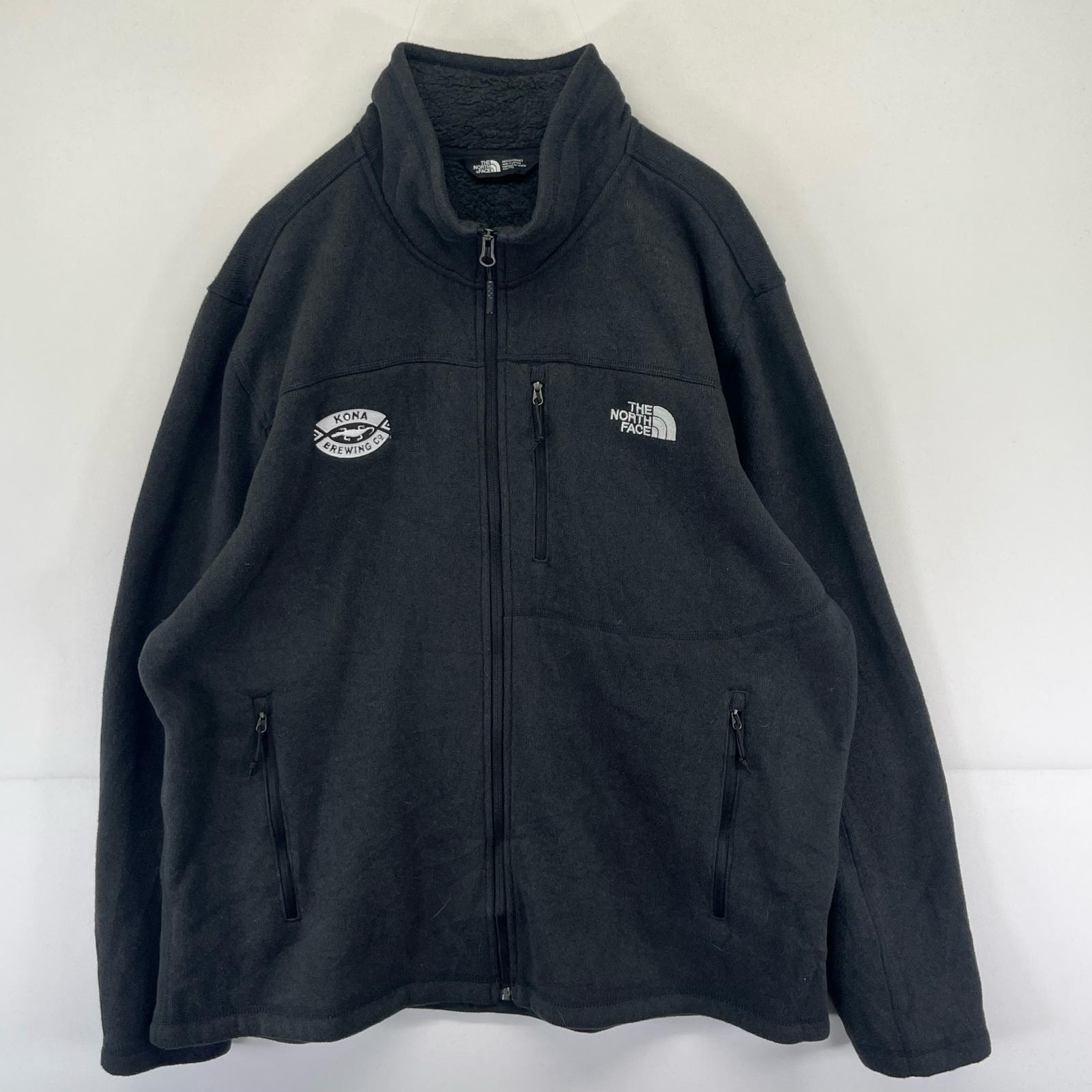 古着 ザ・ノースフェイス THE NORTH FACE フルジップフリースジャケット アウトドア ワンポイント ロゴ 2XL  ブラック系 メンズ