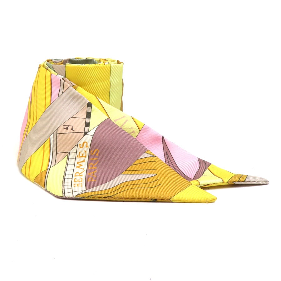 エルメス HERMES スカーフ ツイリー シルク イエロー系 レディース【中古】 r11104a