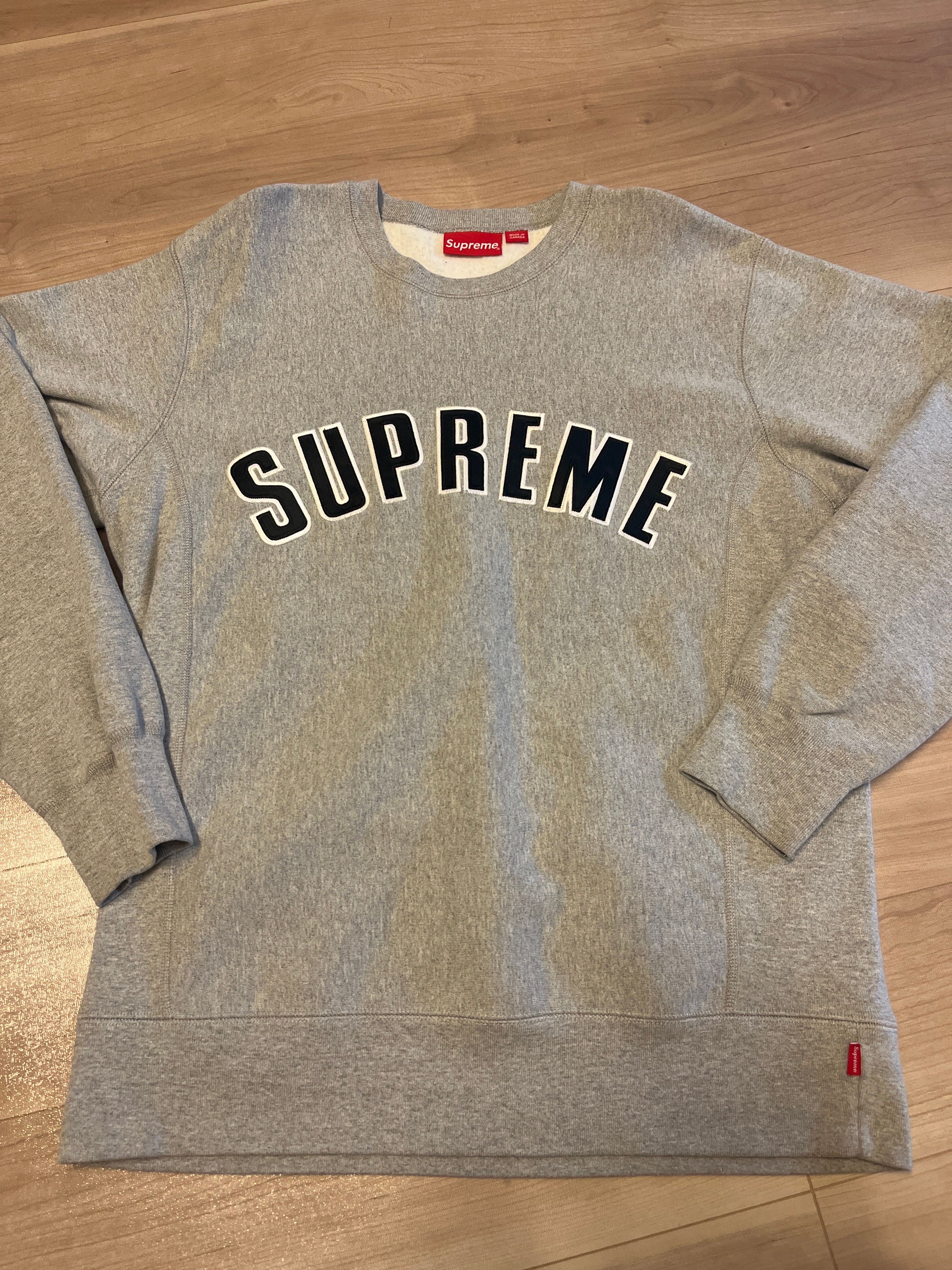 Supreme Arc Logo Crewneck "Heather Grey"