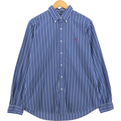 古着 ラルフローレン Ralph Lauren CUSTOM FIT 長袖 ボタンダウンストライプシャツ メンズL相当/eaa521569
