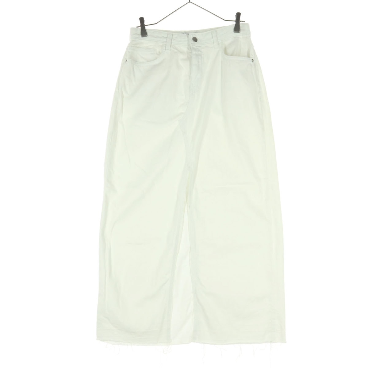 ZARA ザラ コットン ロング丈 カットオフ スリット デニムスカート M ホワイト
