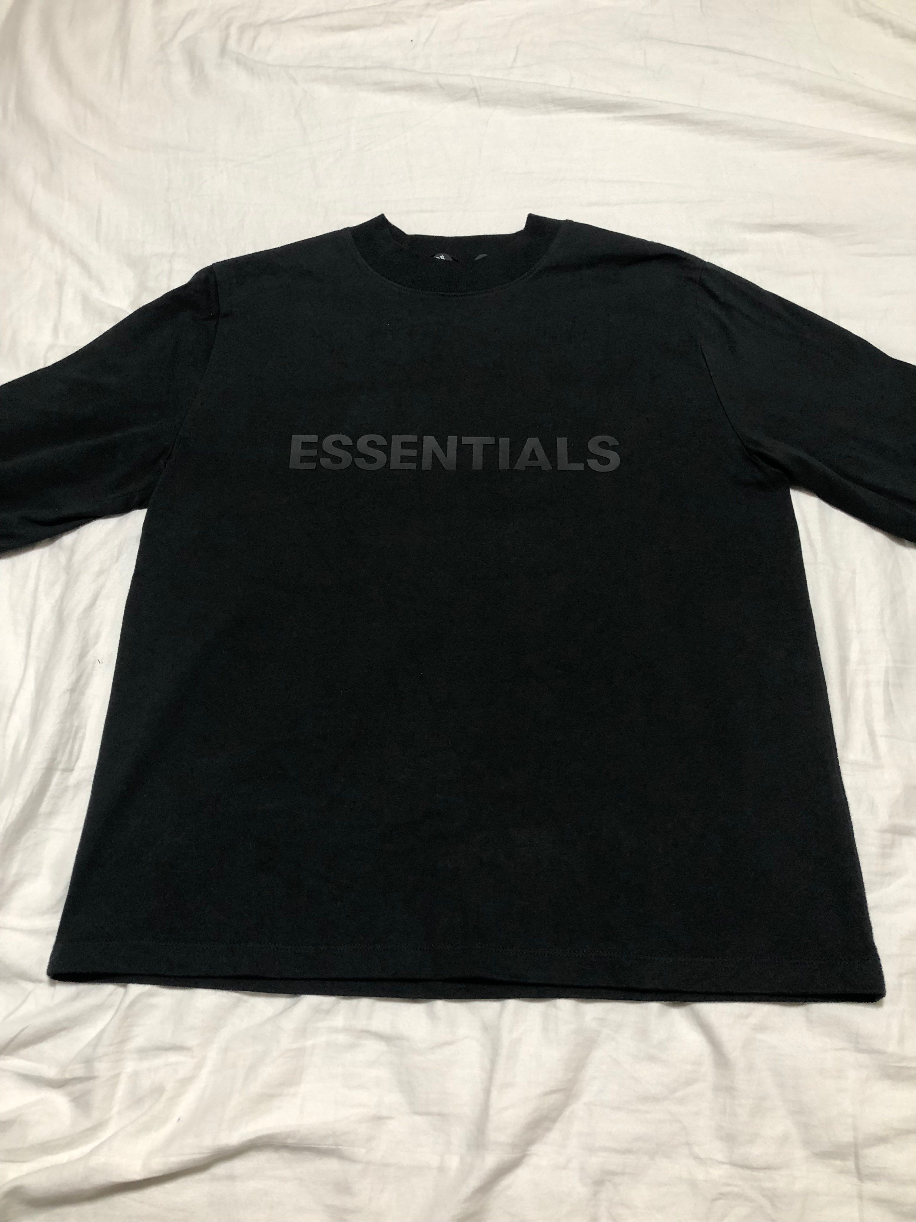 FEAR OF GOD ESSENTIALS 3D Silicon Applique Boxy Long Sleeve T-Shirt "Black"