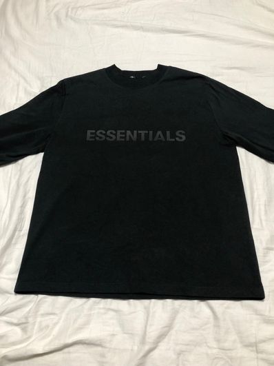 FEAR OF GOD ESSENTIALS 3D Silicon Applique Boxy Long Sleeve T-Shirt "Black"