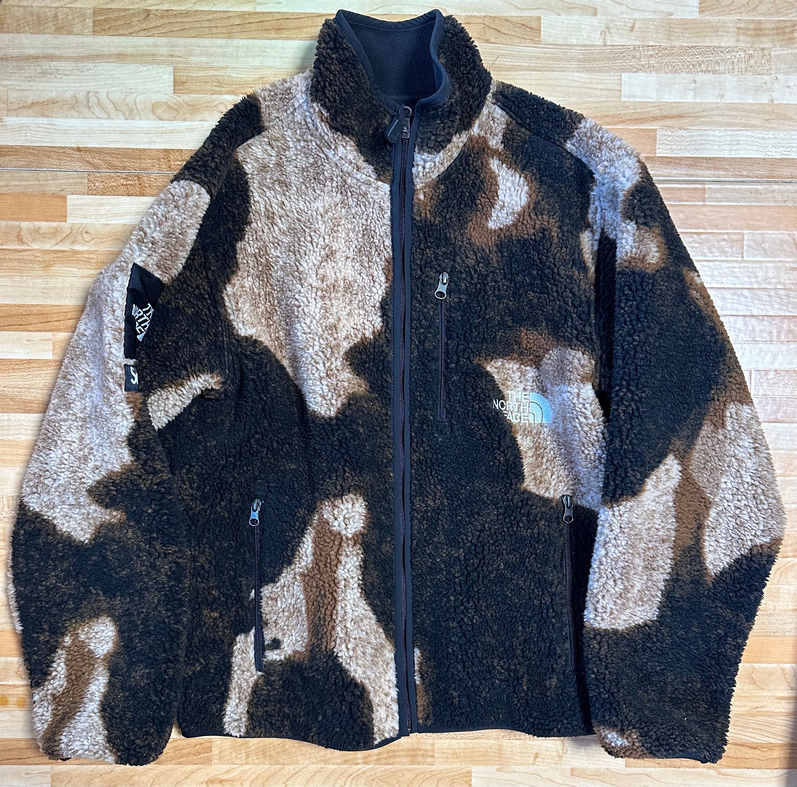 Supreme x The North Face Bleached Denim Print Fleece Jacket "Black"