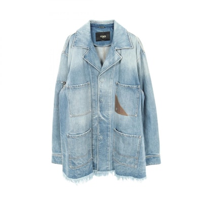 フェンディ FENDI デニムジャケット 衣料品 アウター コットン メンズ ネイビー系 FW1225 AN4W 【中古】