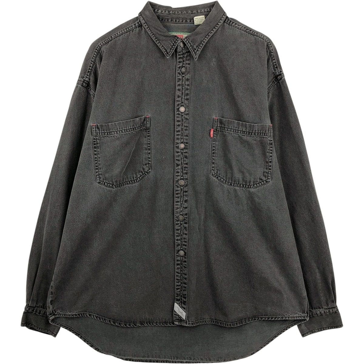 古着 90年代 リーバイス Levi's 長袖 ブラックデニムシャツ メンズXL相当 ヴィンテージ/eaa643520
