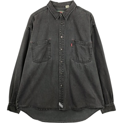 古着 90年代 リーバイス Levi's 長袖 ブラックデニムシャツ メンズXL相当 ヴィンテージ/eaa643520