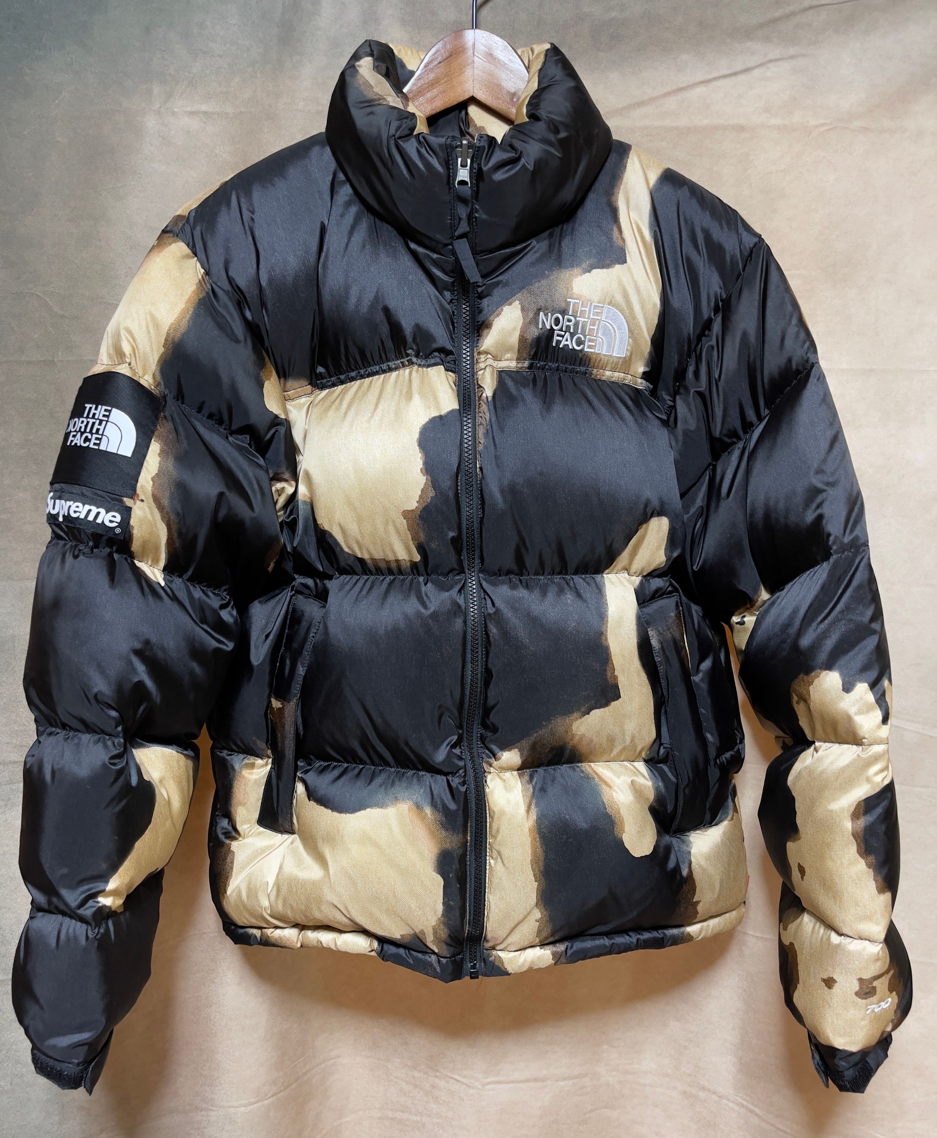 Supreme x The North Face Bleached Denim Print Nuptse Jacket "Black"