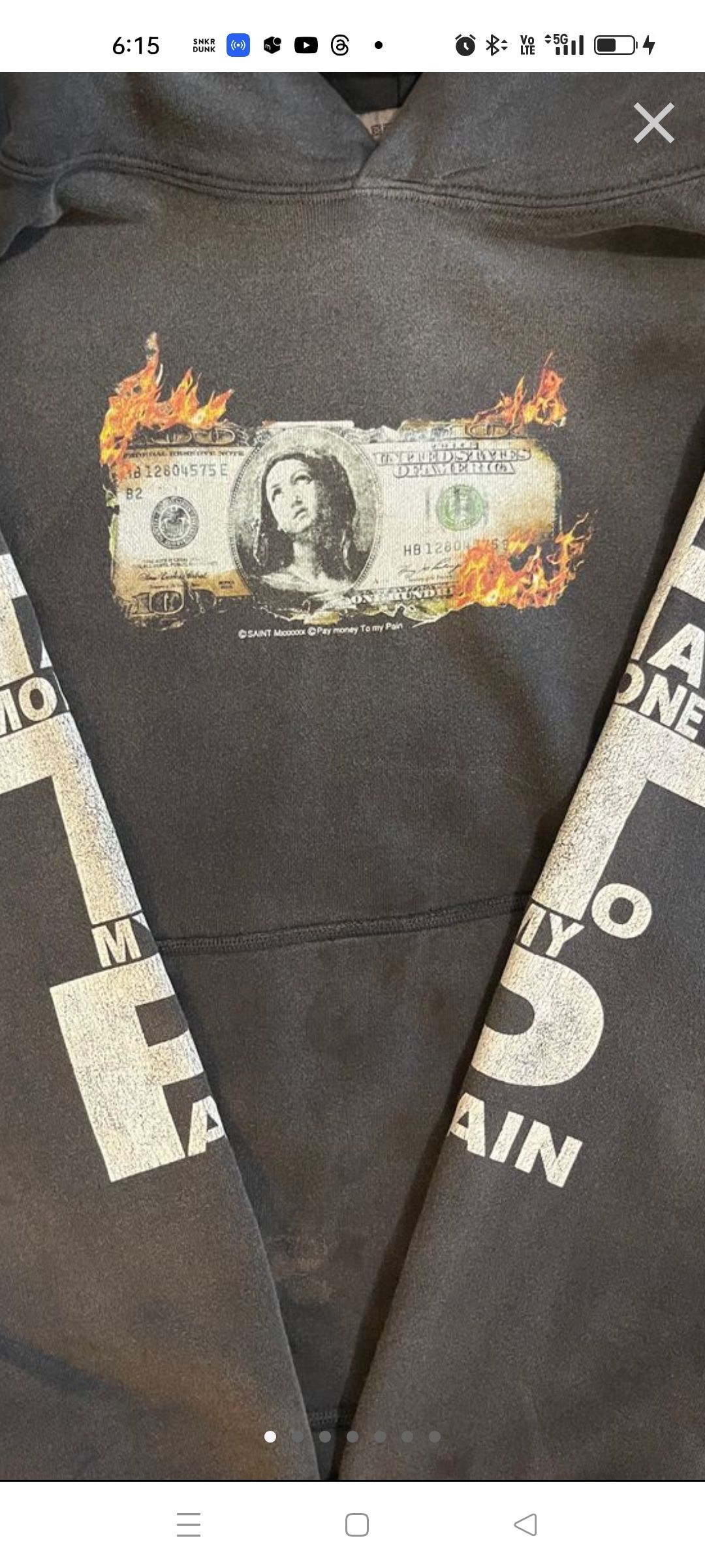 SAINT Mxxxxxx x Pay Money To My Pain 24SS Hoodie Brnd Money "Black"