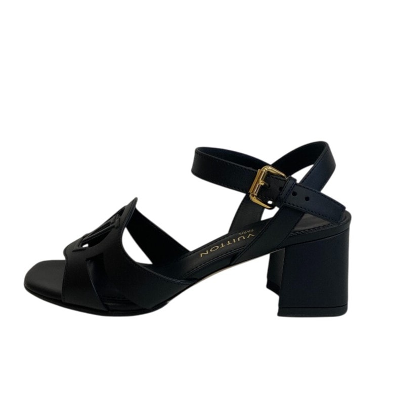 ルイヴィトン LOUIS VUITTON ミュール LVロゴ LVイソラ サンダル 現行 ブロックヒール 1ACIPF ブラック