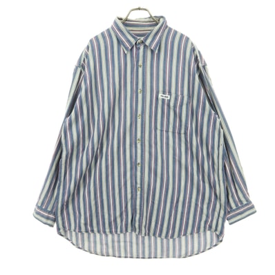 美品 PRO-Keds プロケッズ ストライプ柄 長袖 コットンシャツ 3L ブルー