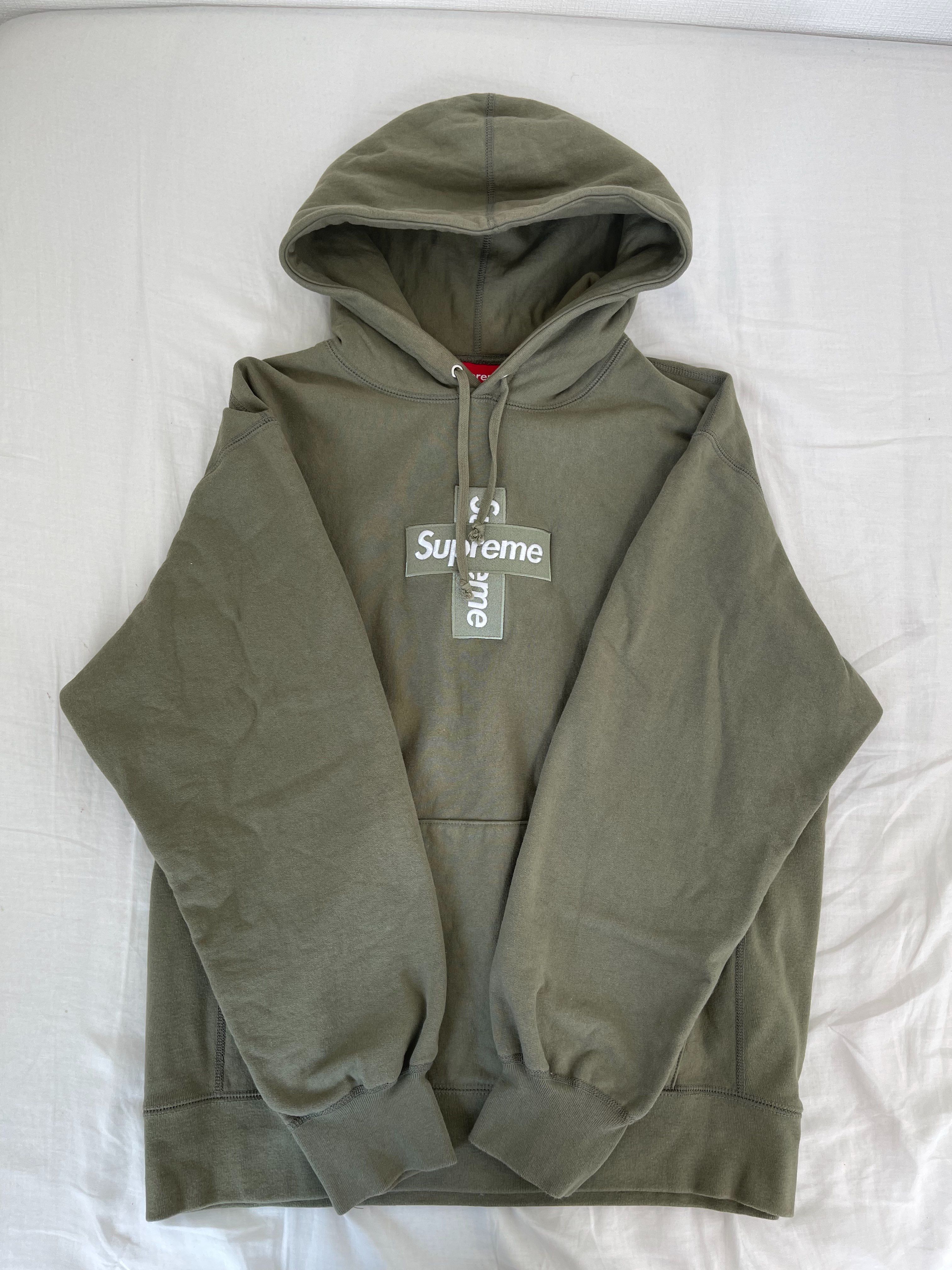 Supreme Cross Box Logo Hooded Sweatshirt "Light Olive"