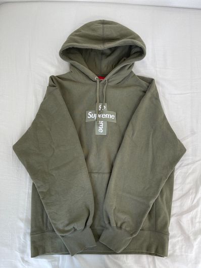 Supreme Cross Box Logo Hooded Sweatshirt "Light Olive"