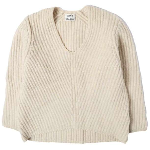 Acne Studios アクネストゥディオズ DEBORAH L-WOOL ミドルゲージUネックニット 19J163 / 61-15-0525-202 XXS BEIGE セーター トップス g13738