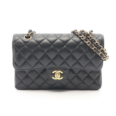シャネル CHANEL マトラッセ Wフラップ ショルダーバッグ バッグ キャビアスキン(グレインドカーフ) レディース ブラック系 【中古】