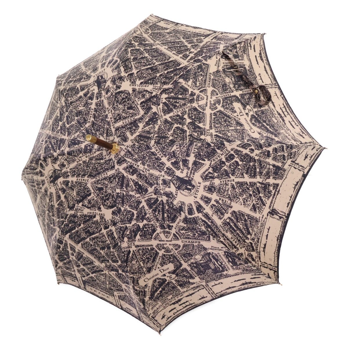 ディオール 新品同様 Walk'n'Dior メープルウッド Plan de Paris アンブレラ/長傘