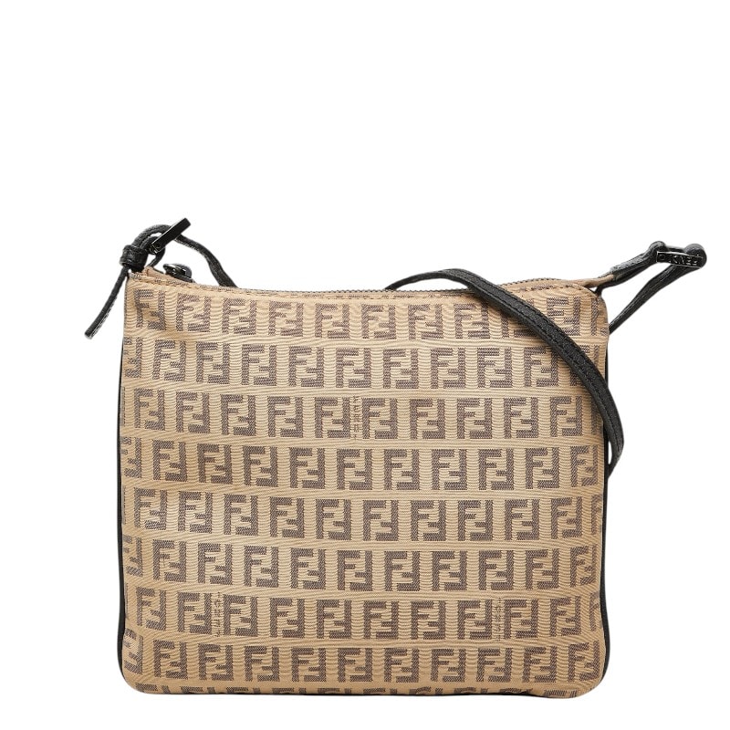 フェンディ ズッキーノ 斜め掛け ショルダーバッグ 8BT047 ベージュ キャンバス レザー レディース FENDI 【中古】
