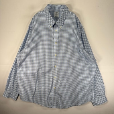 古着 ブルックスブラザーズ Brooks Brothers 長袖シャツ ボタンダウン 346 2XL ブルー系 チェック メンズ