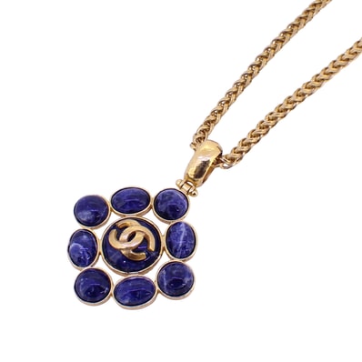 CHANEL シャネル ココマーク グリポア ストーン ヴィンテージ ゴールド レディース ネックレス