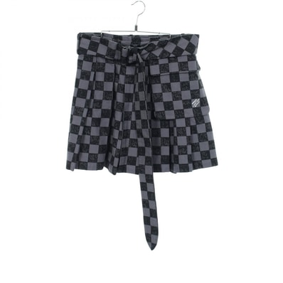 ルイ・ヴィトン LOUIS VUITTON ダミエ プリーツ スカート 衣料品 ボトムス コットン グレー レディース グレー系 / ブラック系 【中古】