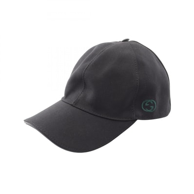 グッチ GUCCI インターロッキングG シェリーライン 帽子 コットン メンズ レディース ブラック系 【中古】