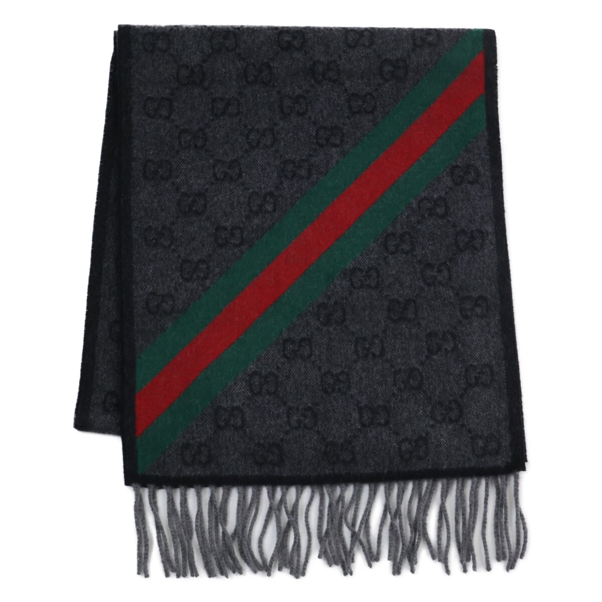 グッチ 【新品同様/国内正規】570603 GG柄 シェリーライン ウール フリンジ