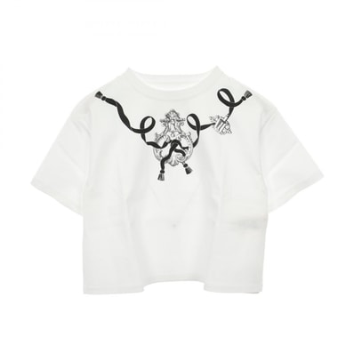 エルメス HERMES カルトゥッシュ フェロヌリー 半袖Tシャツ 衣料品 トップス コットン ホワイト レディース ホワイト系 H6E4638DC 【中古】