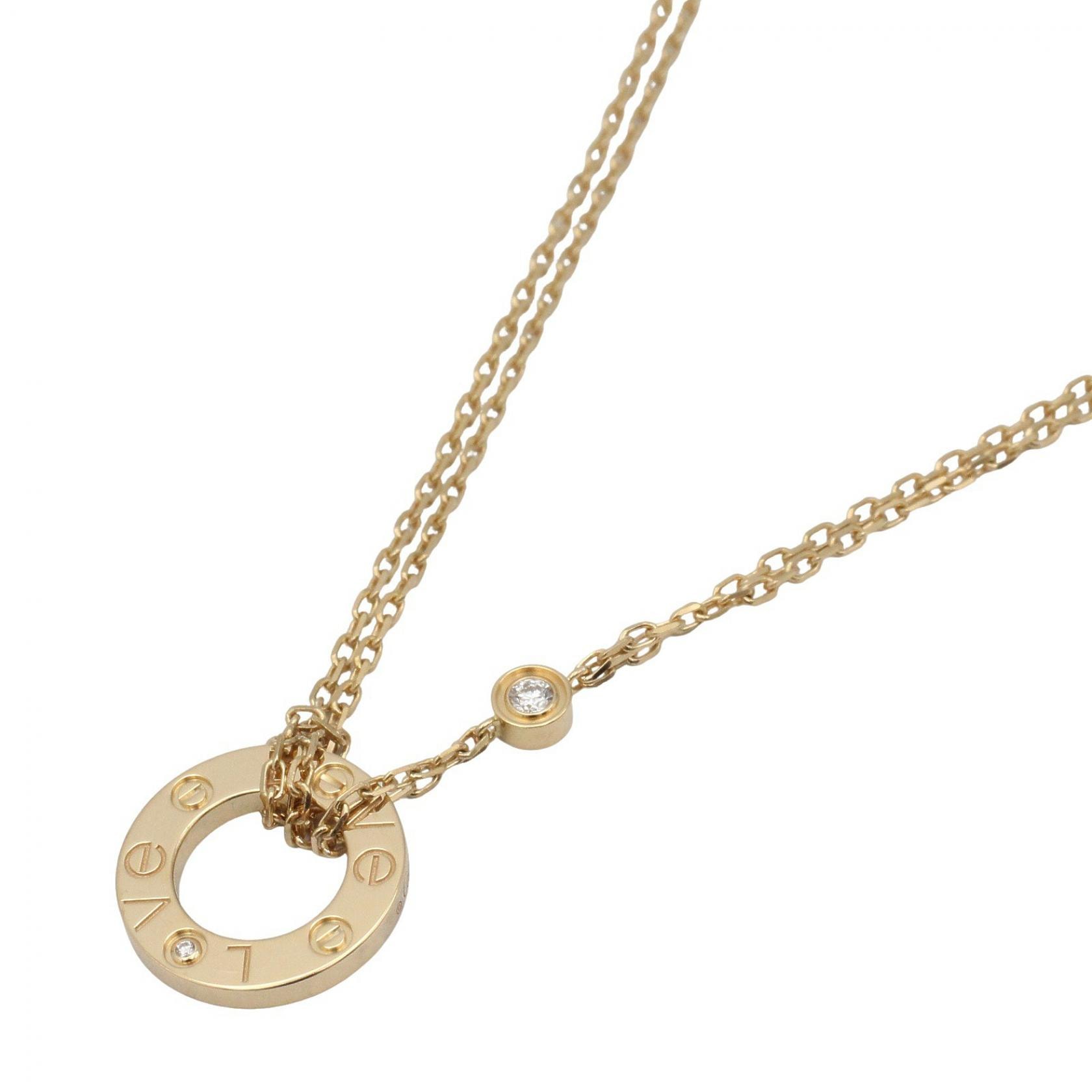 カルティエ CARTIER ラブサークル 2PDネックレス ネックレス ジュエリー K18(イエローゴールド) ダイヤモンド レディース クリア系 / ゴールド系 【中古】