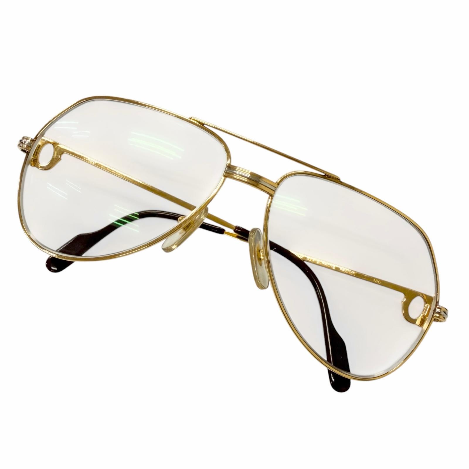 美品 カルティエ メガネ ゴールド メンズ 56□14