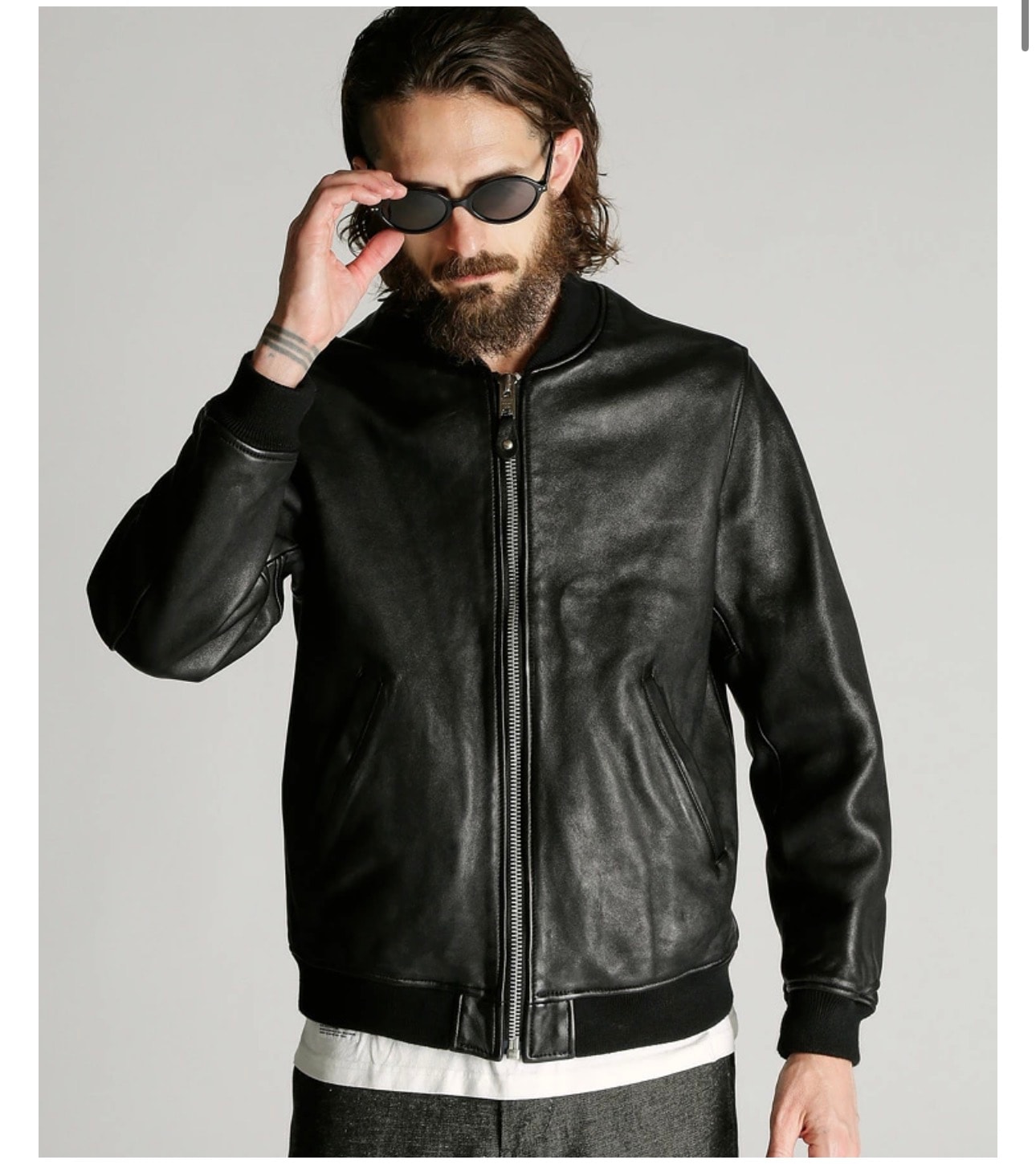 Schott Leather Jacket Bowery MA-1 "Black"