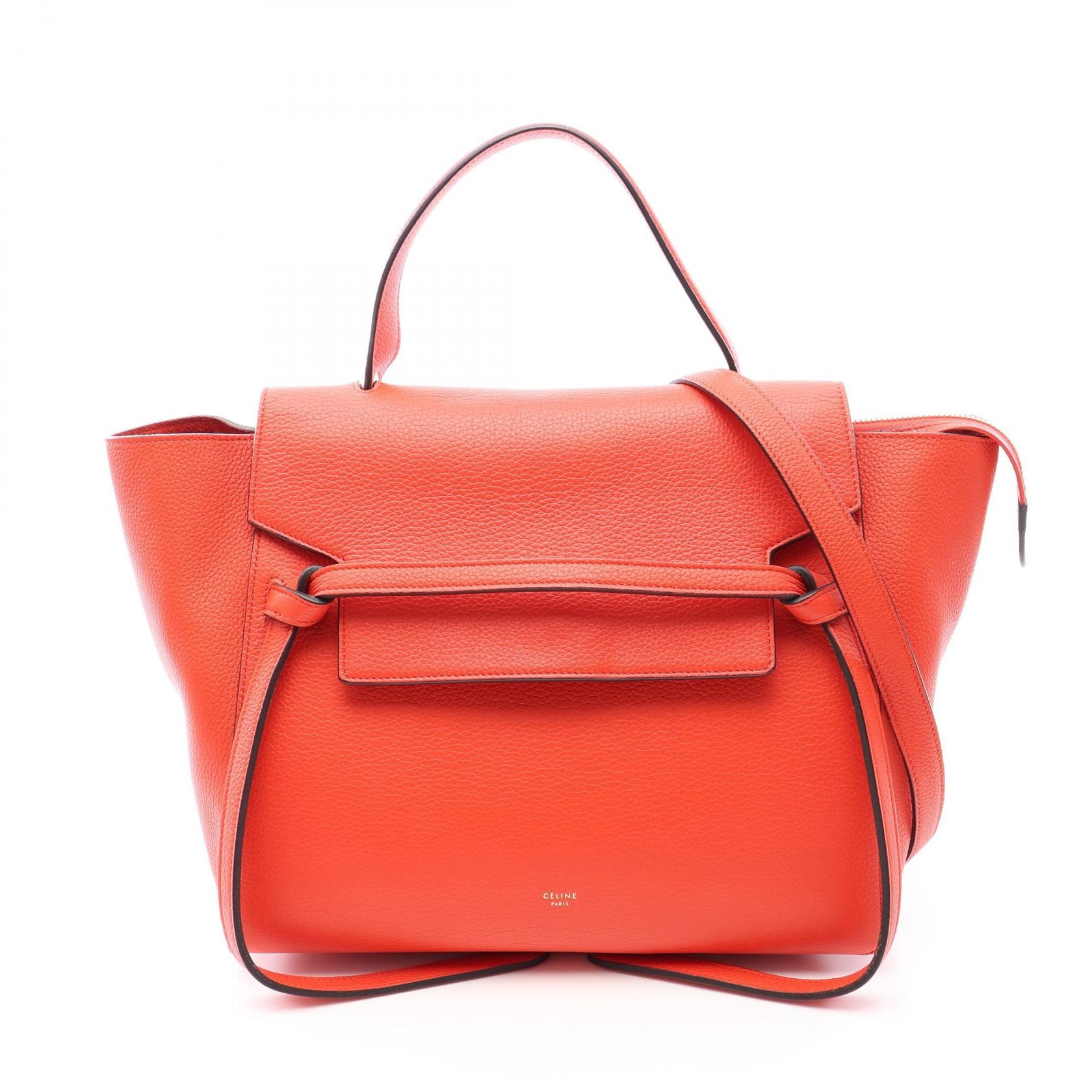 セリーヌ CELINE BELT BAG MINI ベルトバッグ ミニ 2WAY ハンドバッグ バッグ レザー レディース レッド系 176103 【中古】