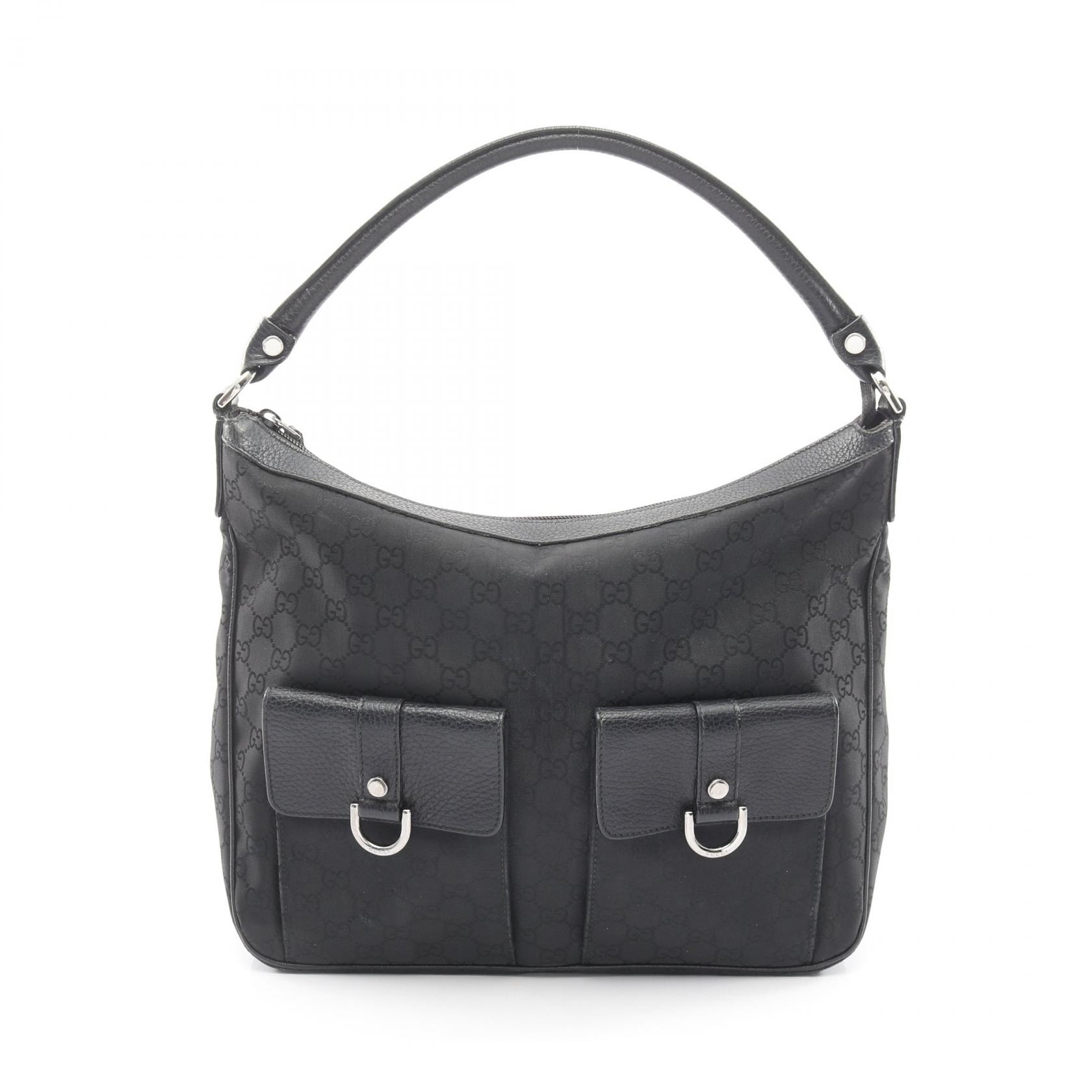 グッチ GUCCI GGナイロン ショルダーバッグ バッグ ナイロン レザー レディース ブラック系 293581 【中古】