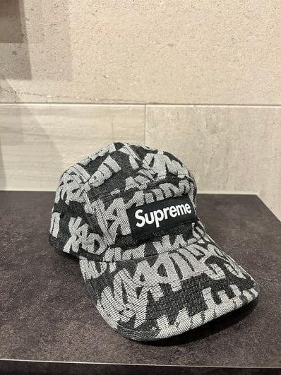 Supreme Fat Tip Jacquard Denim Camp Cap "Black"