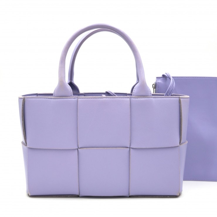 BOTTEGA VENETA(ボッテガ・ヴェネタ)ミニ アルコ トートバッグ ラベンダー レザー 2WAY ハンドバッグ ショルダーバッグ レディース 【中古】